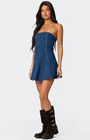 Edikted Fara Strapless Denim Mini Dress