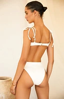 White Seashore High Waisted Bikini Bottom