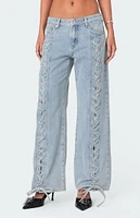 Edikted Laced Up Low Rise Jeans