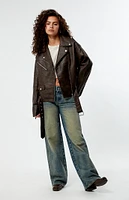 Glamorous Brown Faux Leather Moto Jacket