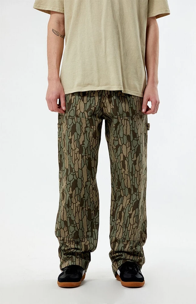 QUIET GOLF Panel Camo Bark Utility Jeans