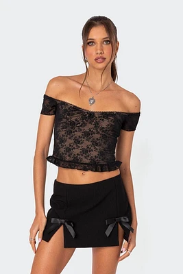 Edikted Addie Off Shoulder Lace Top