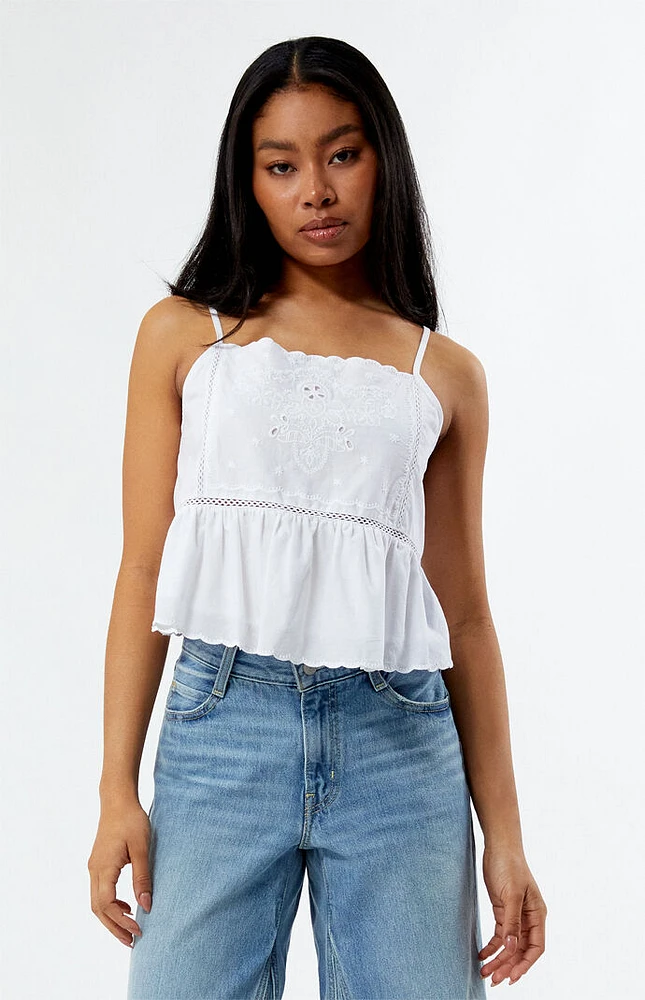 Embroidered Babydoll Cami Top