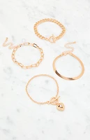 LA Hearts 4 Pack Heart Chain Bracelets
