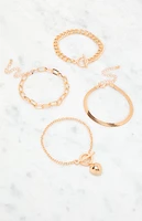 LA Hearts 4 Pack Heart Chain Bracelets