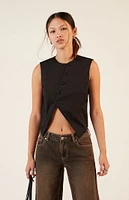 LA Hearts Button Up Asymmetrical Top