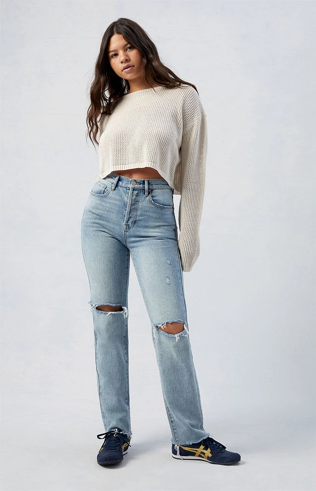 PacSun Medium Indigo Ripped Dad Jeans