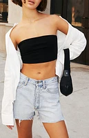 John Galt Black Amelia Cropped Tube Top