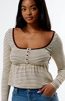 Est. PAC 1980 Striped Long Sleeve Babydoll Top