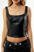 LA Hearts Faux Leather Corset Tank Top