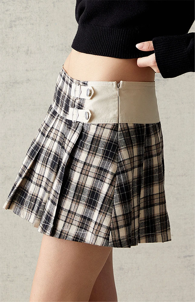 Plaid Cargo Mini Skirt