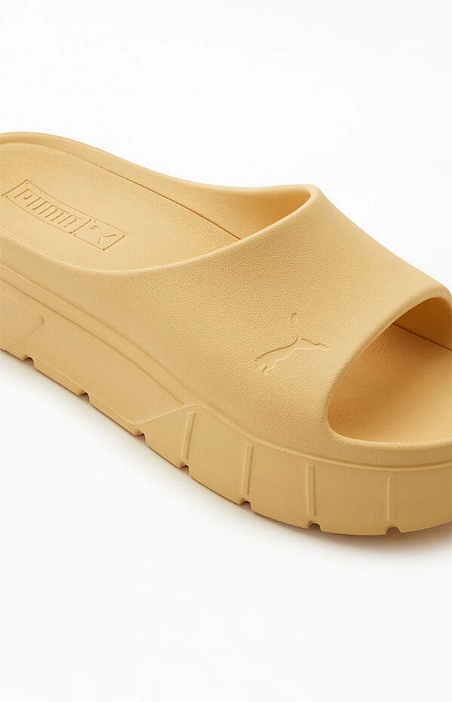 Women's Beige Mayze Stack Injex Slide Sandals