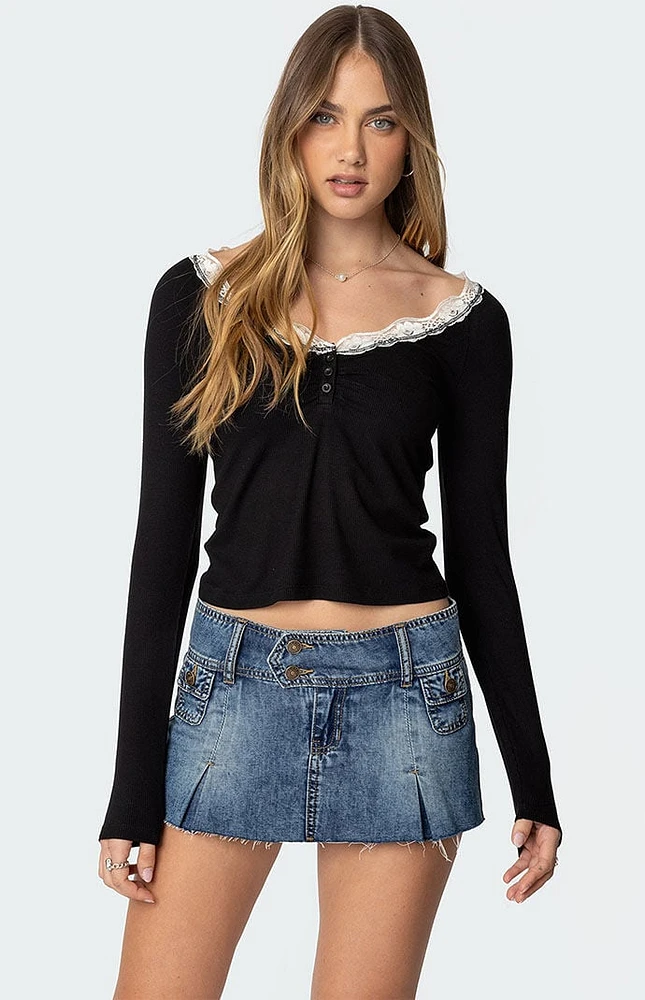 Edikted Tracey Lace Trim Top