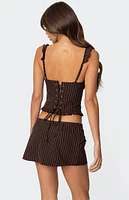 Edikted Colleen Ruffled Pinstripe Corset