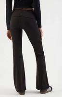 PAC 1980 WHISPER Black Active Fold-Over Waistband Flare Yoga Pants