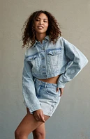 RARE DNM EDIT Studded Cropped Denim Trucker Jacket