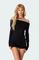 Edikted Pandorah Off Shoulder Knitted Romper