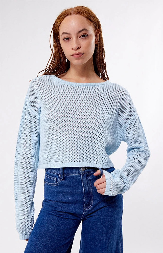 LA Hearts Sea Breeze Cropped Sweater