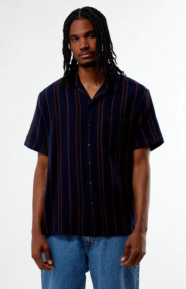 Brixton Bunker Striped Waffle Knit Camp Shirt
