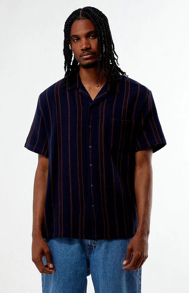 Brixton Bunker Striped Waffle Knit Camp Shirt