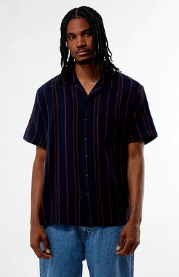 Brixton Bunker Striped Waffle Knit Camp Shirt