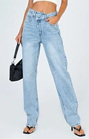 Princess Polly Holly Asymmetrical Straight Leg Jeans