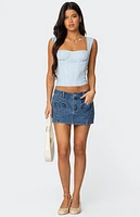Edikted Heart Pocket Denim Mini Skirt