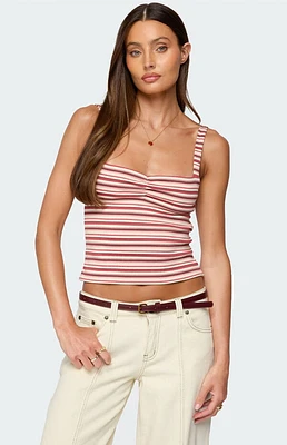 Edikted Adelia Striped Ruched Tank Top
