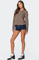 Edikted Leopard Printed Knit Cardigan