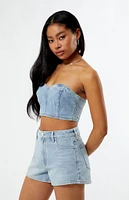 Glitter Frost Denim Tube Top