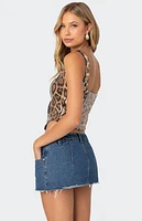 Edikted Sequin Leopard Printed Top