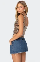 Edikted Sequin Leopard Printed Top