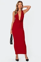 Edikted Cowl Neck Open Back Maxi Dress