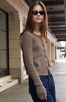 John Galt Brown Zoe Cable Knit Cardigan