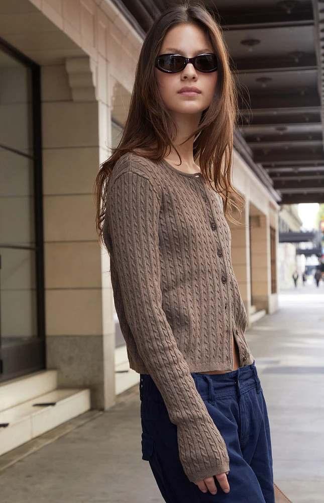 John Galt Zoe Cable Knit Cardigan