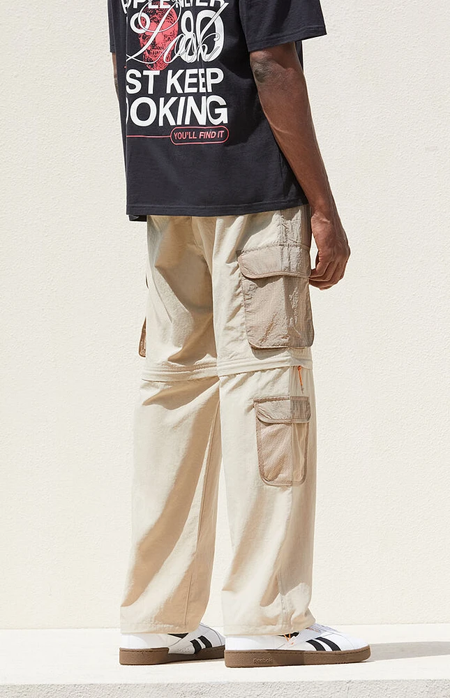 PacSun Tan Baggy Nylon Cargo Zip Off Pants
