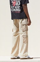 PacSun Tan Baggy Nylon Cargo Zip Off Pants