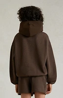 Kids Fear of God Essentials Heather Wood Nylon Fleece Hoodie