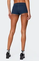 Edikted Zipped Up Denim Micro Shorts