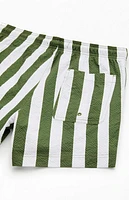 Pacsun Green Striped Seersucker 4.5'' Swim Trunks