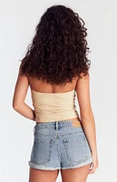 PacSun Light Indigo Raw Cut Denim Micro Shorts