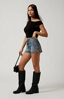 Pacsun Cheetah Stripe High Waisted Denim Festival Shorts