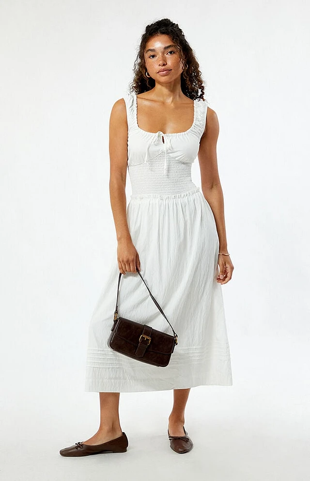 LA Hearts Tie Front Smocked Midi Dress | Liberty Center