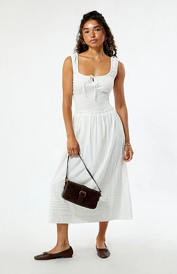 LA Hearts Tie Front Smocked Midi Dress