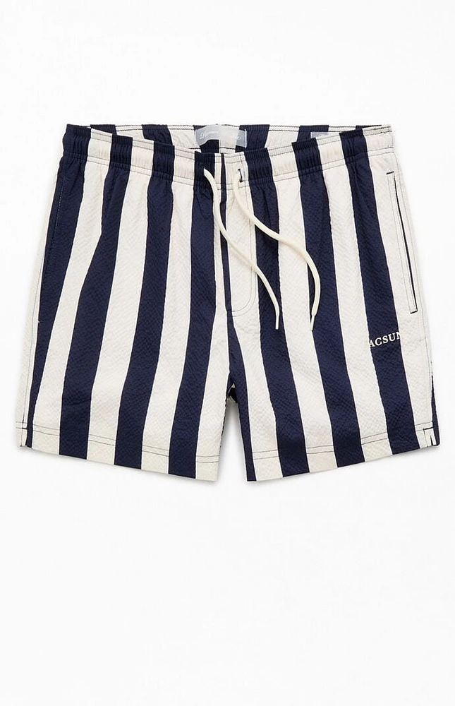 PacSun Times Striped Seersucker 4.5'' Swim Trunks