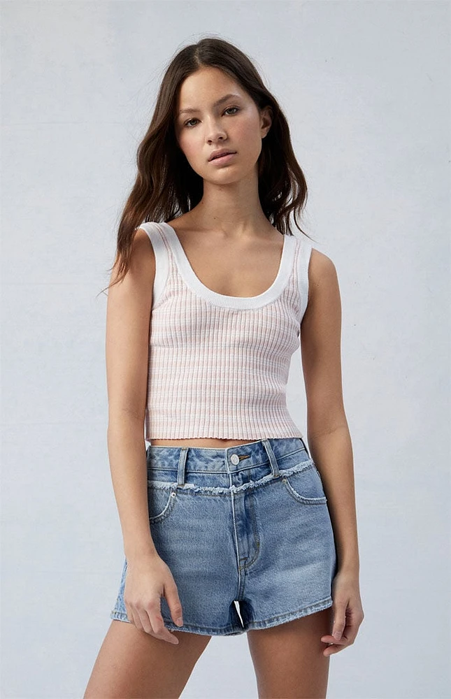 PacSun Eco Light Indigo Frayed High Waisted Denim Festival Shorts