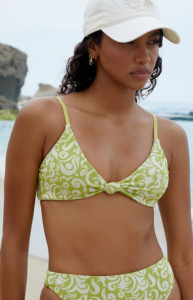 Dippin' Daisy's Green Ribbed Zen Knotted Triangle Bikini Top