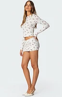 Edikted Melany Floral Waffle Mini Skirt