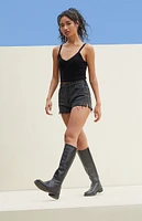 PacSun Black Rhinestone High Waisted Denim Festival Shorts