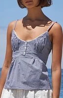 John Galt Blue & White Gingham Tiffany Tank Top